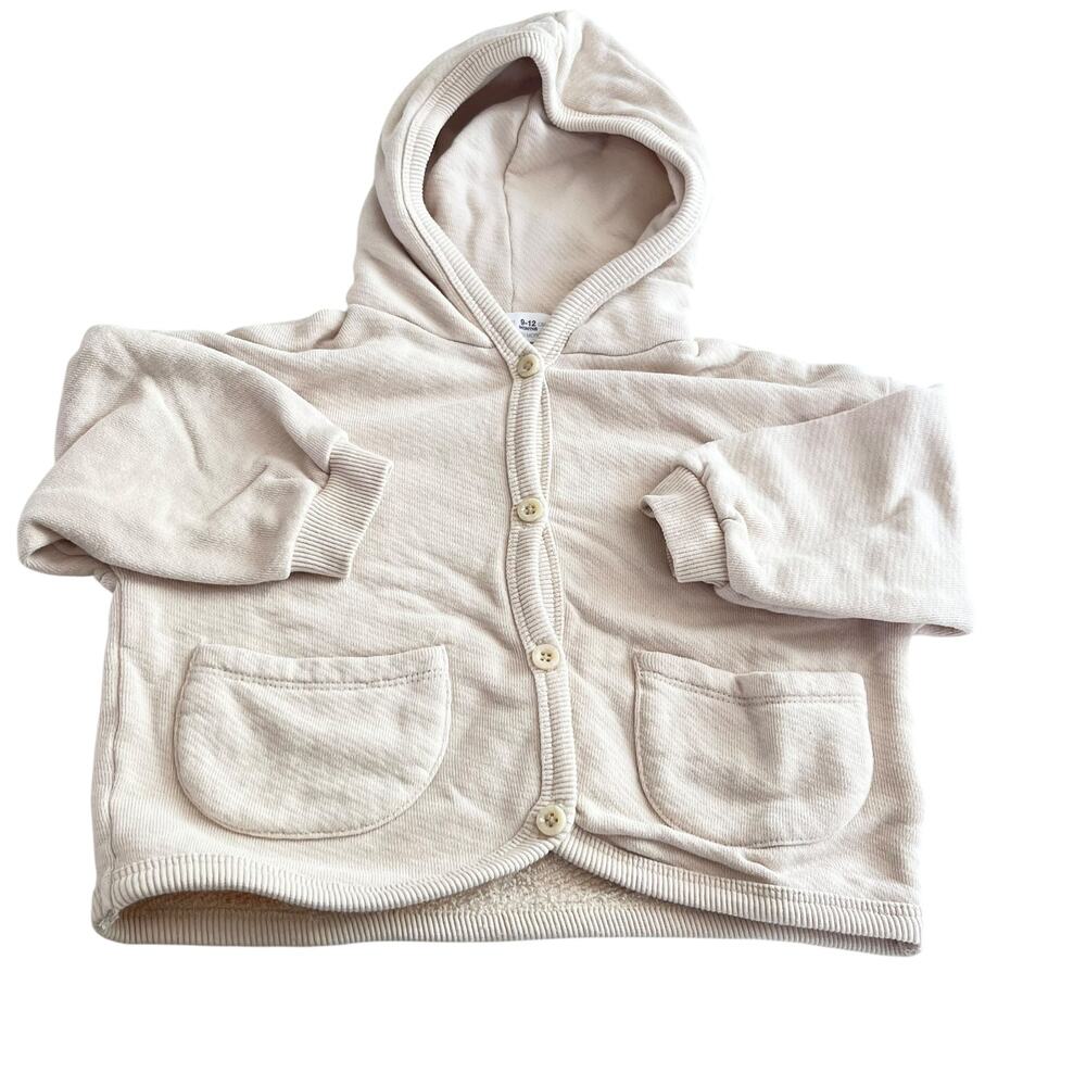 Zara Girls Ecru Neutral Sweatshirt Hoodie size 9-12 months